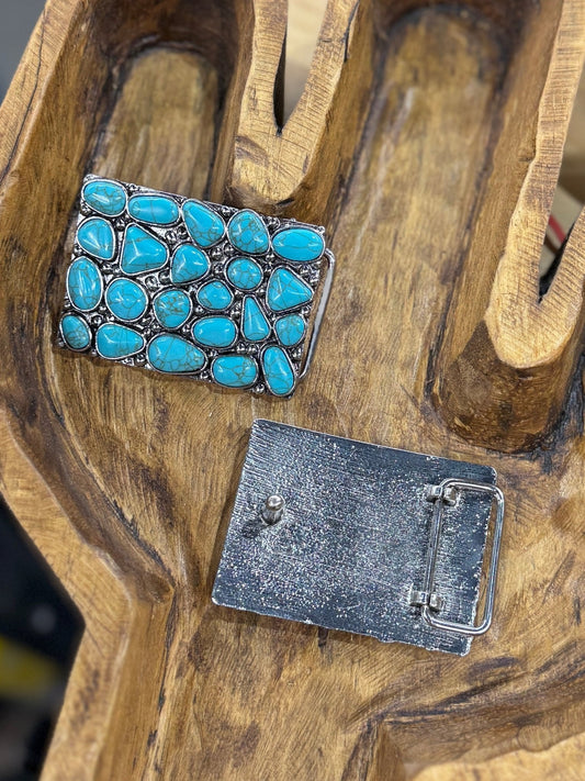 Square Turquoise Buckle - Cowgirls & City Chics