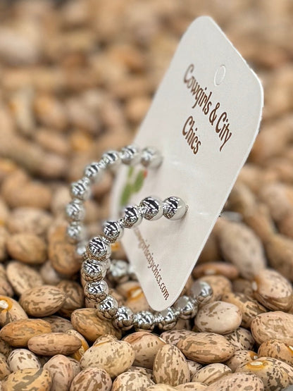 Stainless Silver Bead Hoops - Cowgirls & City Chics