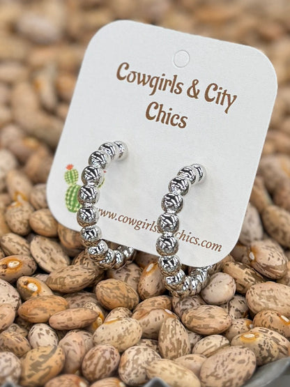 Stainless Silver Bead Hoops - Cowgirls & City Chics