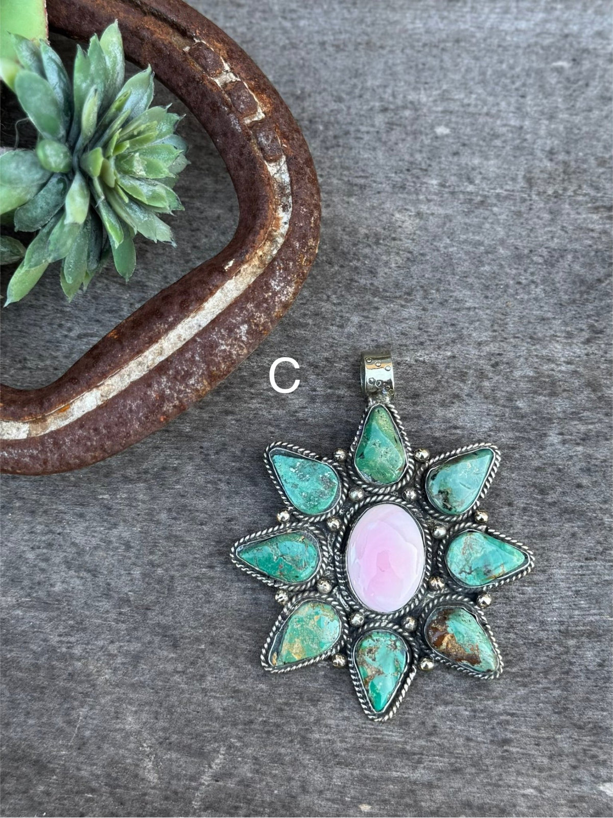 {Starburst} Pink Conch & Kingman Pendent - Cowgirls & City Chics