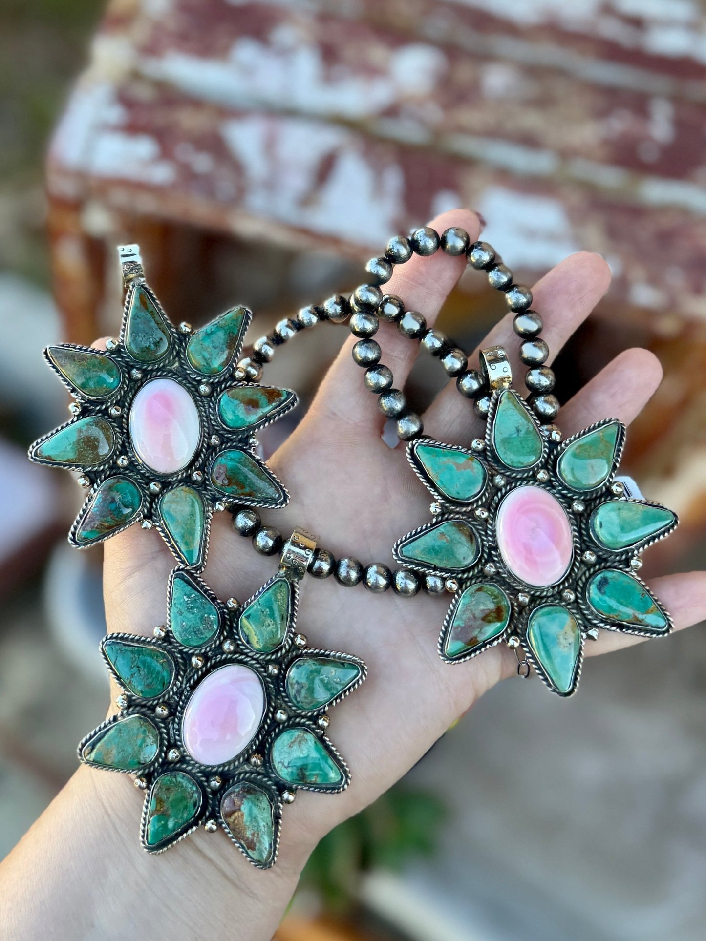 {Starburst} Pink Conch & Kingman Pendent - Cowgirls & City Chics