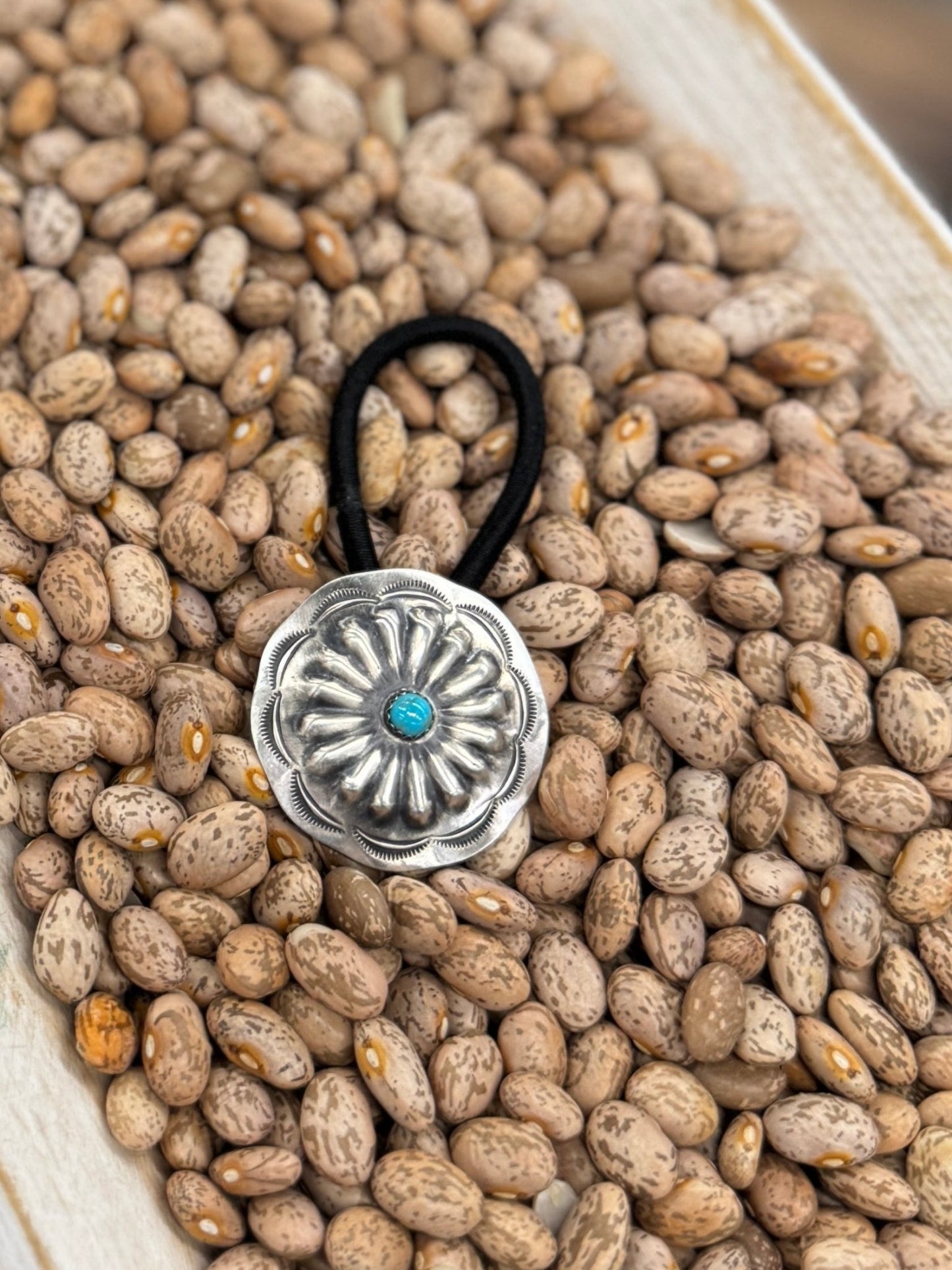 Sterling Turquoise Concho Hair Tie - Cowgirls & City Chics