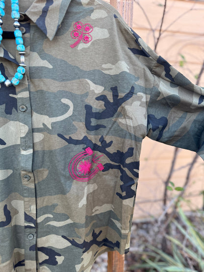 Stitched Camo Long Sleeve - Cowgirls & City Chics