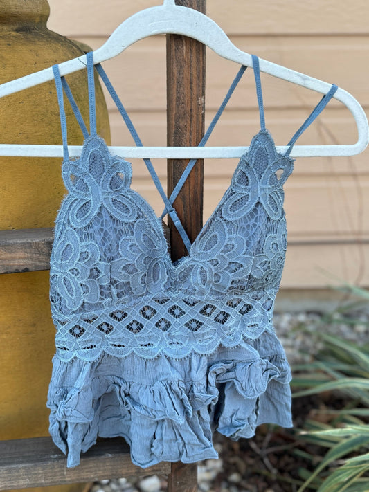 Stone Crochet Ruffled Tank - Cowgirls & City Chics