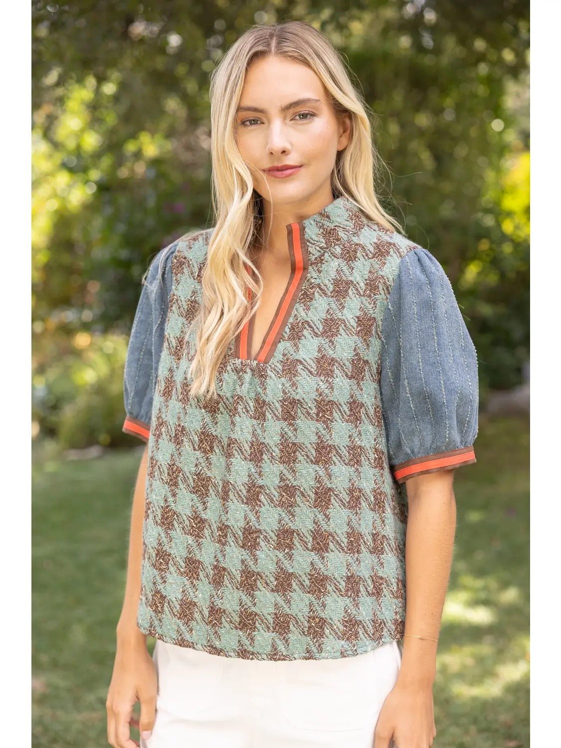 Stripe Denim Sleeve Top - Cowgirls & City Chics