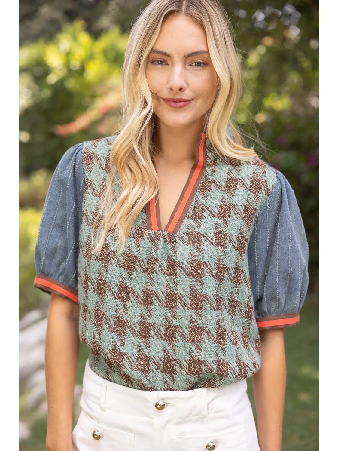Stripe Denim Sleeve Top - Cowgirls & City Chics