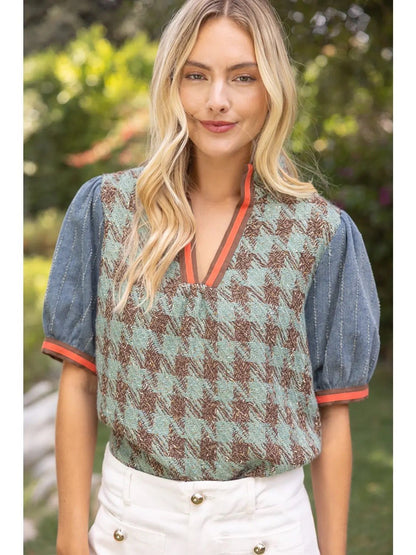 Stripe Denim Sleeve Top - Cowgirls & City Chics