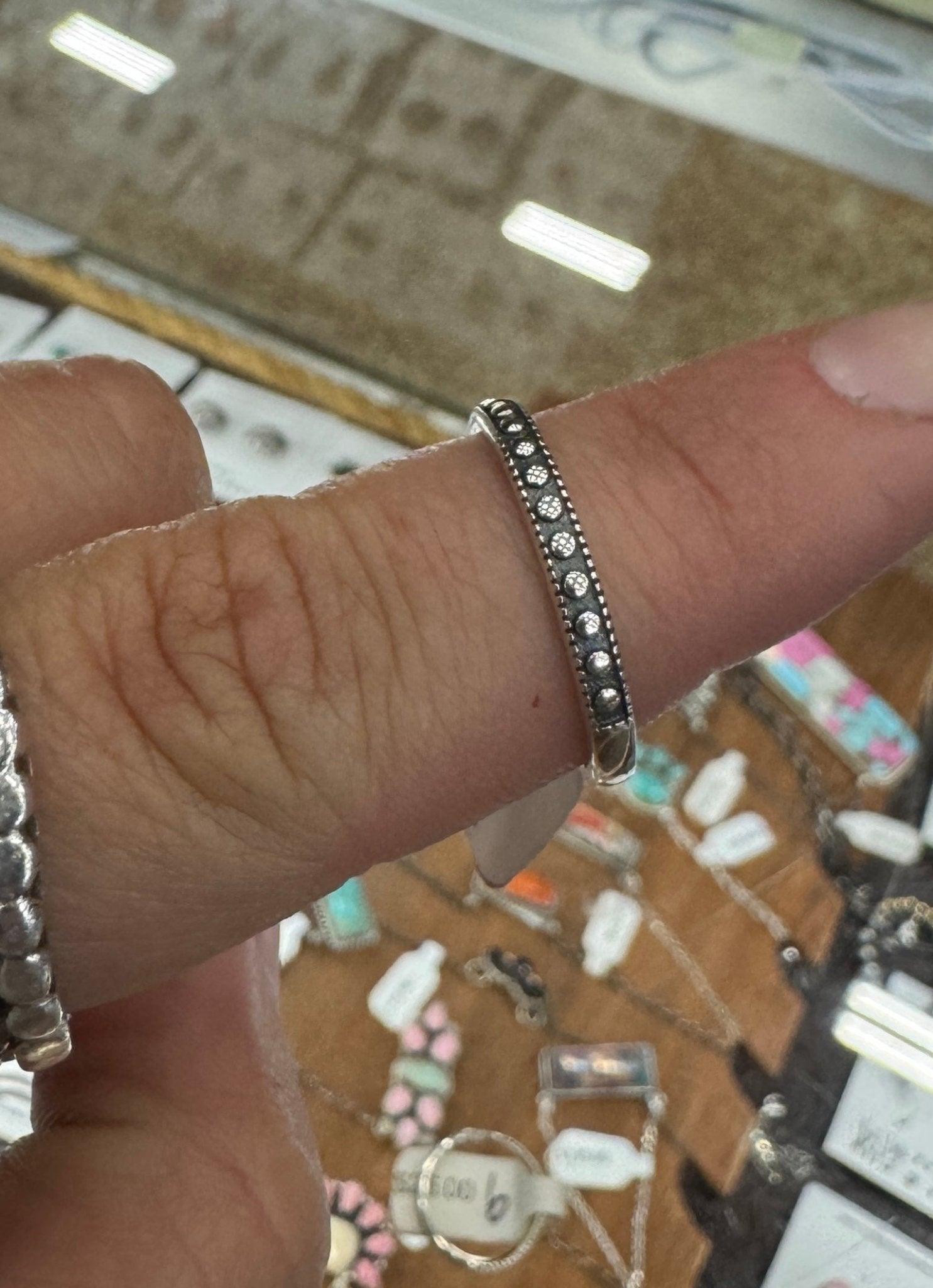 Stud 1/2 Band Silver Ring - Cowgirls & City Chics