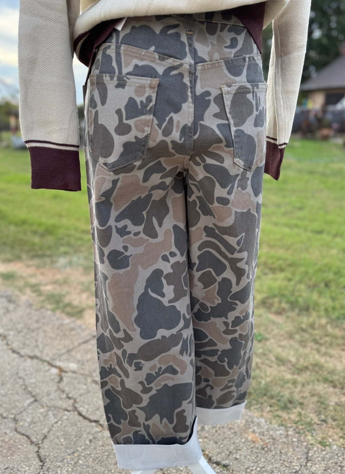 Stud Trim Camo Cuffed Jeans - Cowgirls & City Chics