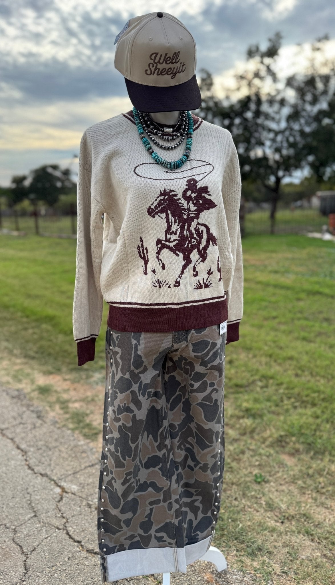 Stud Trim Camo Cuffed Jeans - Cowgirls & City Chics