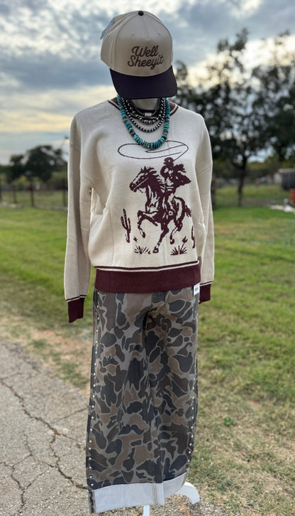 Stud Trim Camo Cuffed Jeans - Cowgirls & City Chics