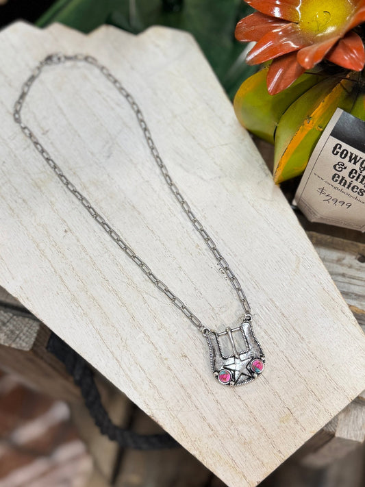 TQ-PNK Buckle Star Papperclip Necklace - Cowgirls & City Chics