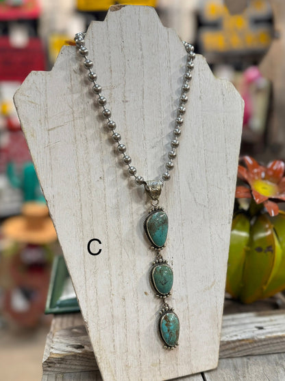 Triple Kingman Stone Pendent - Cowgirls & City Chics