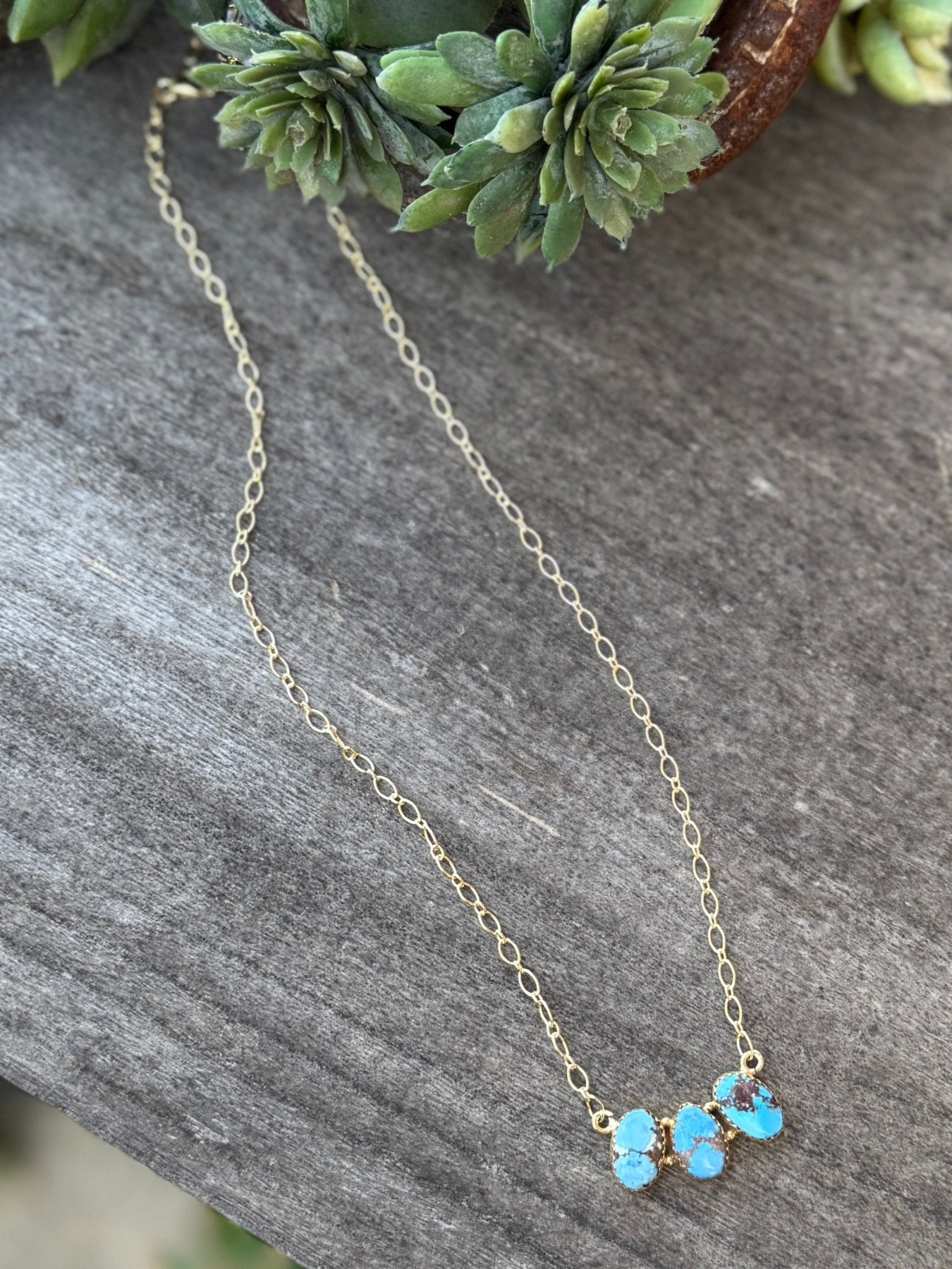 Triple Stone Golden Hills Gold Necklace - Cowgirls & City Chics