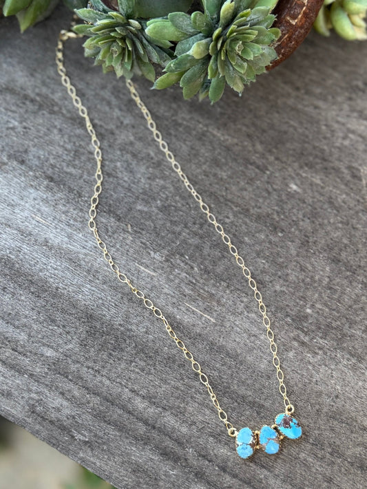 Triple Stone Golden Hills Gold Necklace - Cowgirls & City Chics