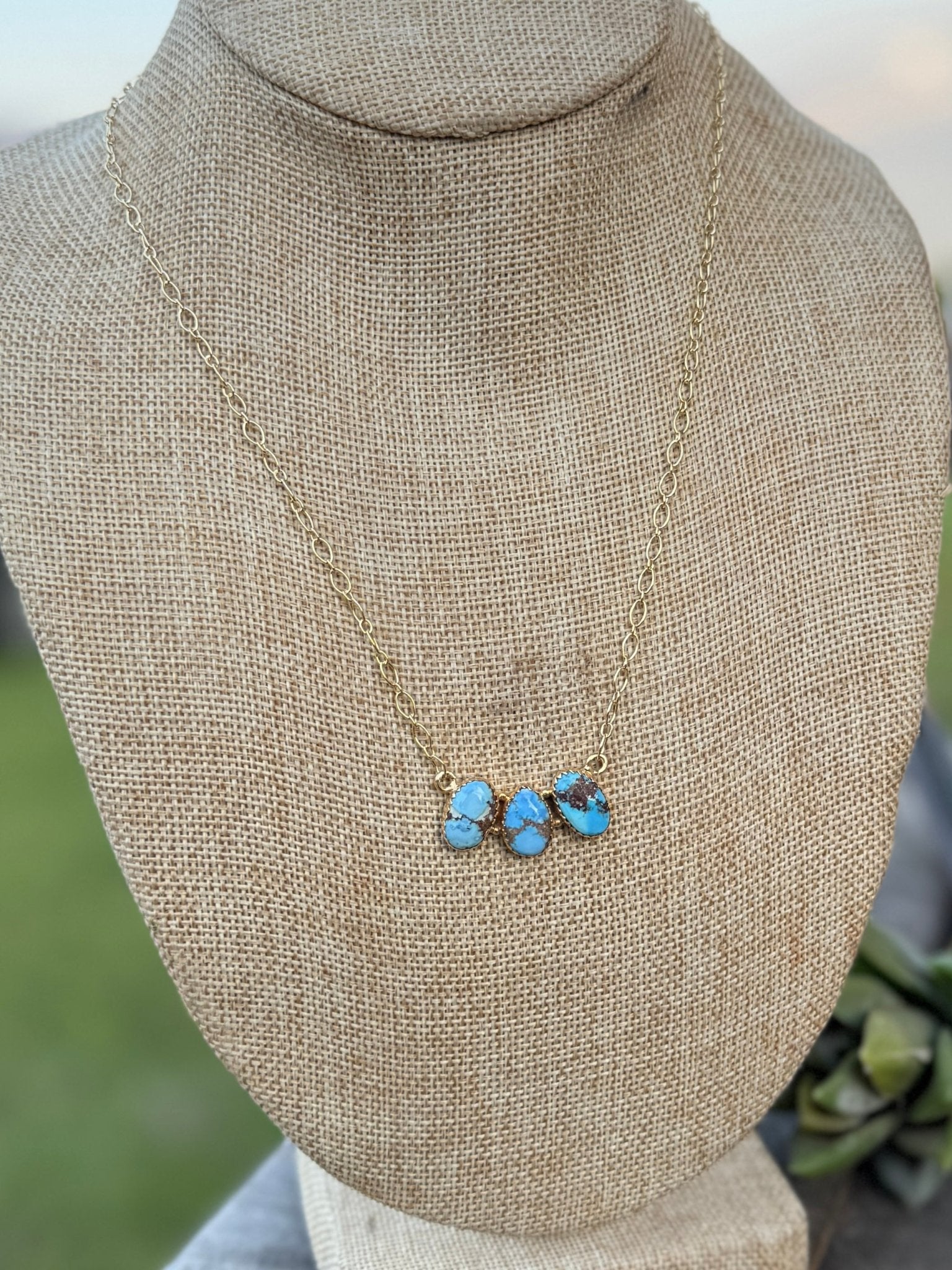 Triple Stone Golden Hills Gold Necklace - Cowgirls & City Chics