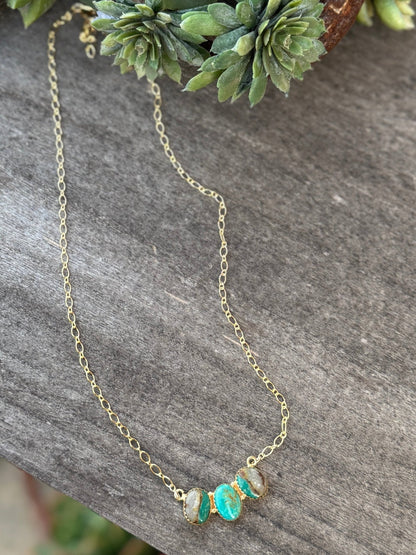 Triple Stone Royston Gold Necklace - Cowgirls & City Chics