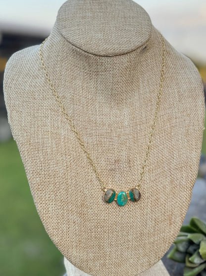 Triple Stone Royston Gold Necklace - Cowgirls & City Chics