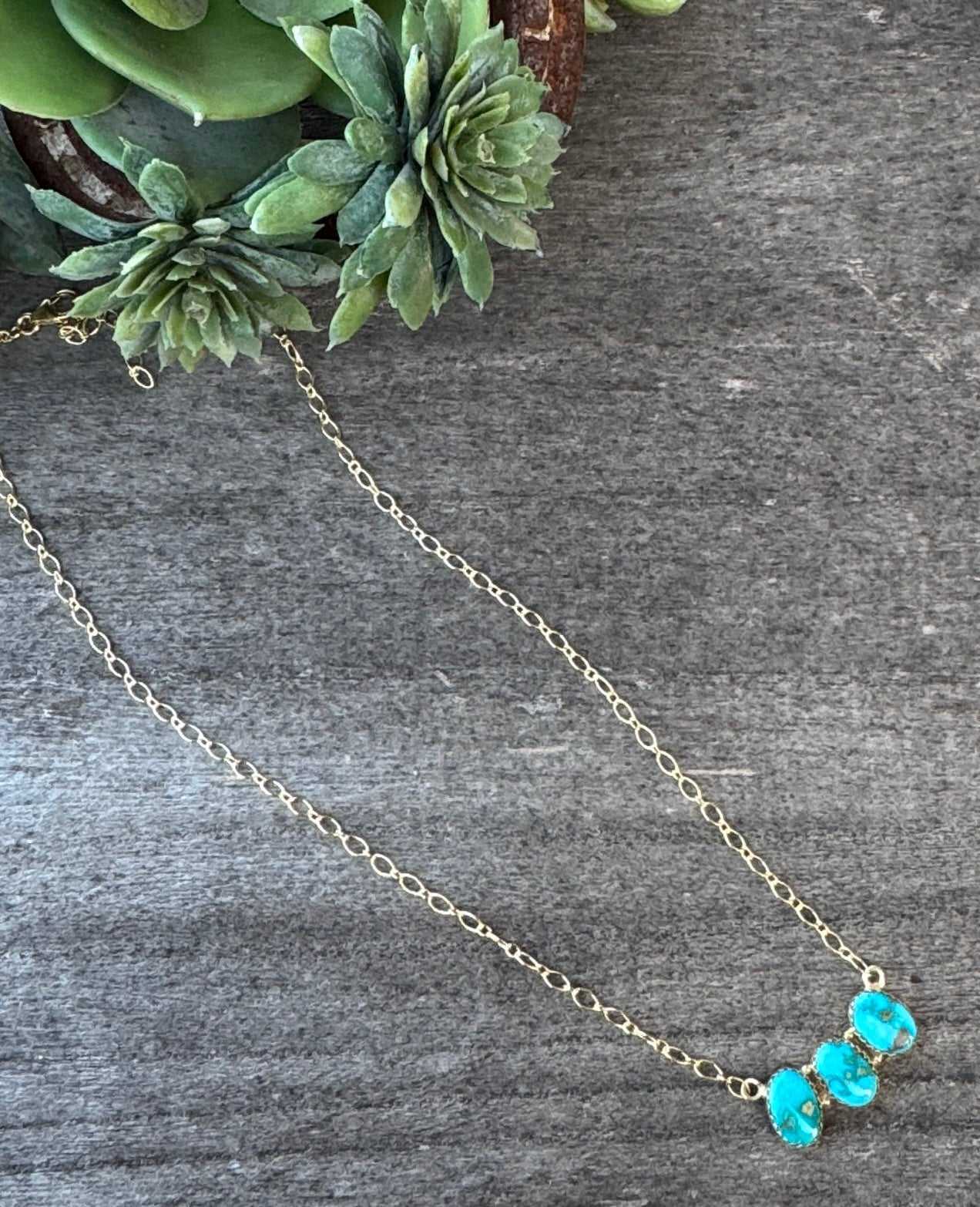 Triple Stone White Water Gold Necklace - Cowgirls & City Chics