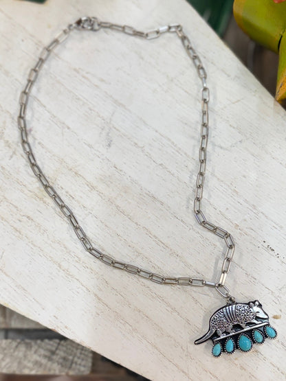 Turquoise Armadillo Necklace - Cowgirls & City Chics