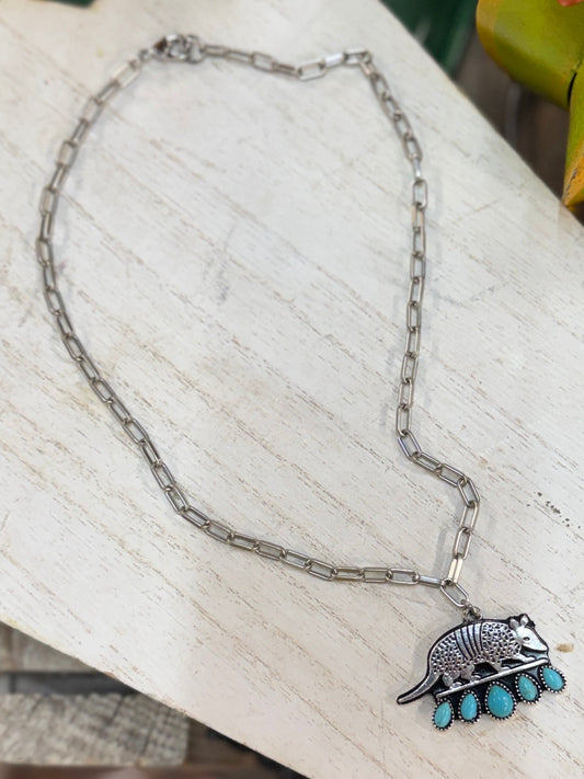 Turquoise Armadillo Necklace - Cowgirls & City Chics