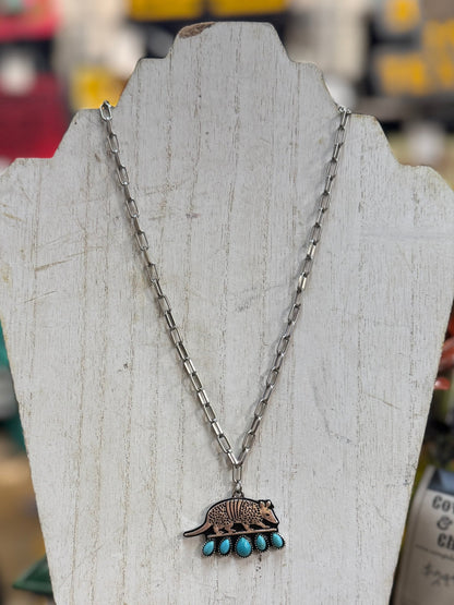 Turquoise Armadillo Necklace - Cowgirls & City Chics