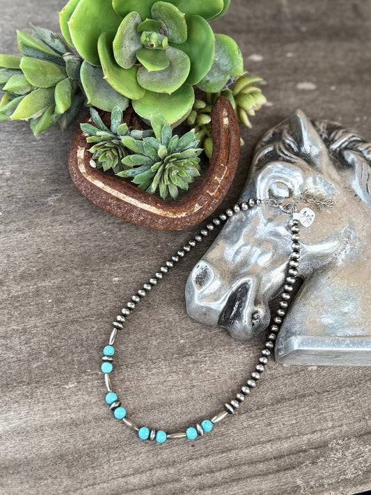Turquoise & Barrel Pearl Necklace - Cowgirls & City Chics