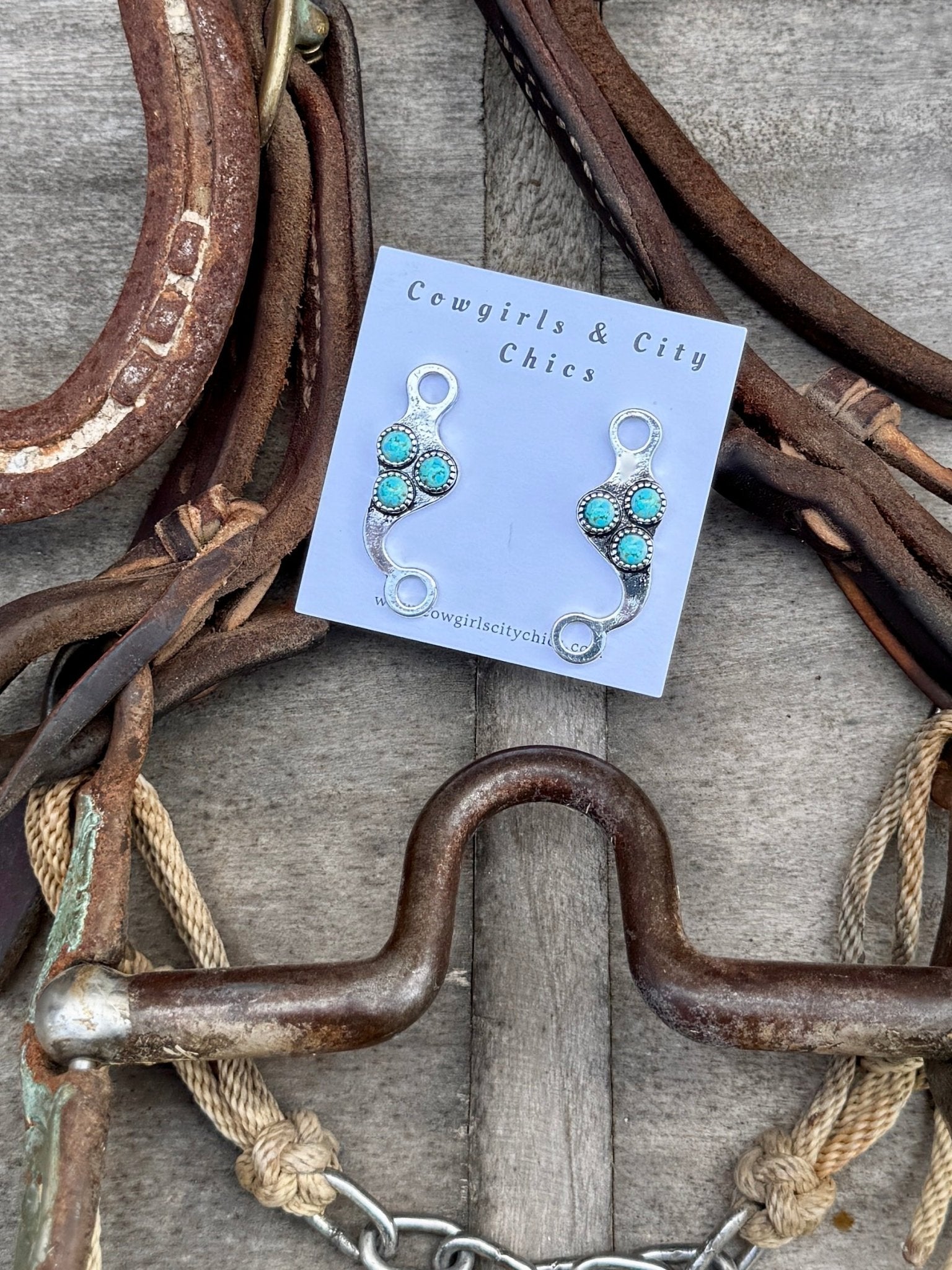Turquoise Bit Stud Earrings - Cowgirls & City Chics