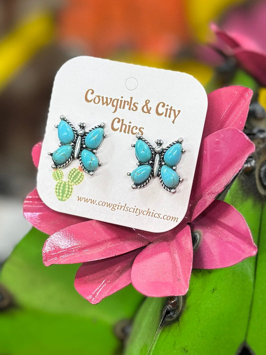 Turquoise Butterfly Earrings - Cowgirls & City Chics