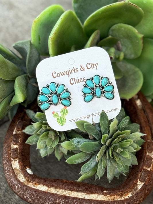 Turquoise {Cacti} Stud Earrings - Cowgirls & City Chics