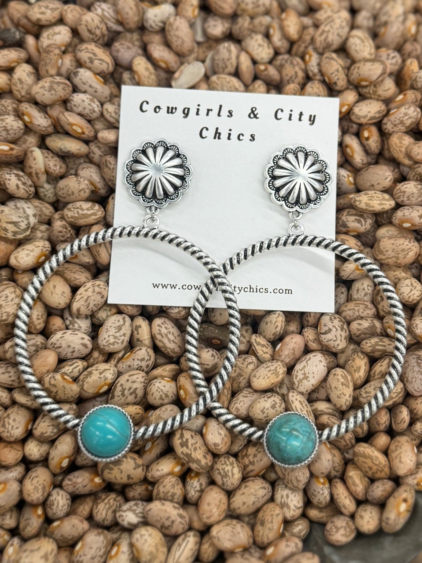 Turquoise Chunky Hoop Earrings - Cowgirls & City Chics