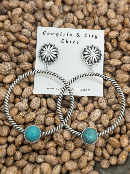 Turquoise Chunky Hoop Earrings - Cowgirls & City Chics