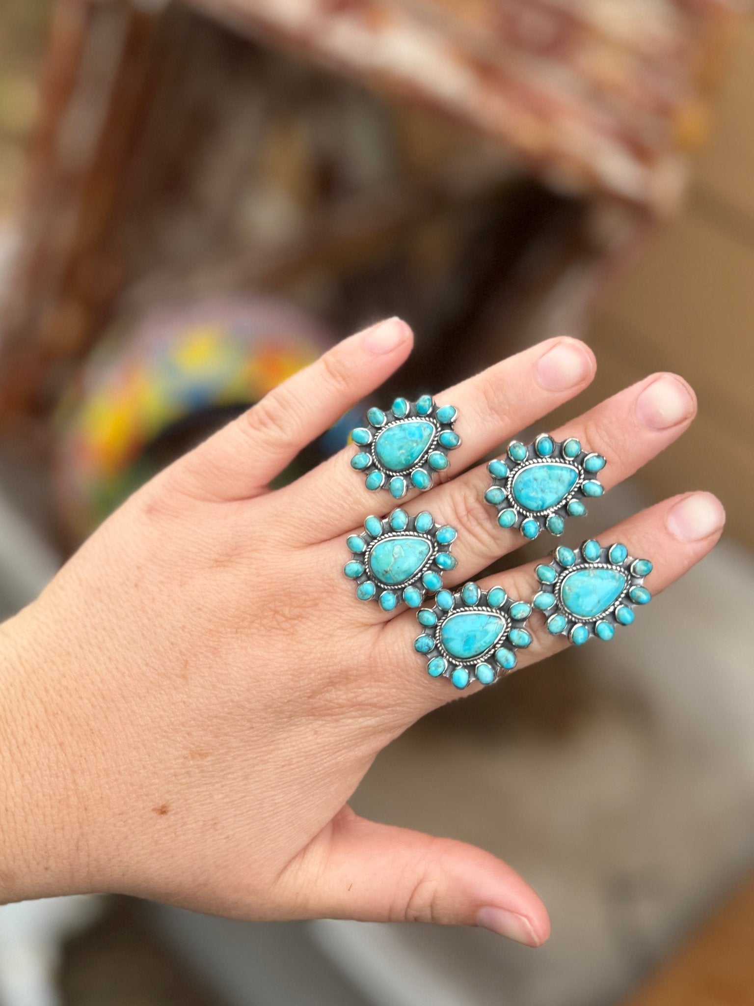 Turquoise Cluster Oval Ring - Cowgirls & City Chics