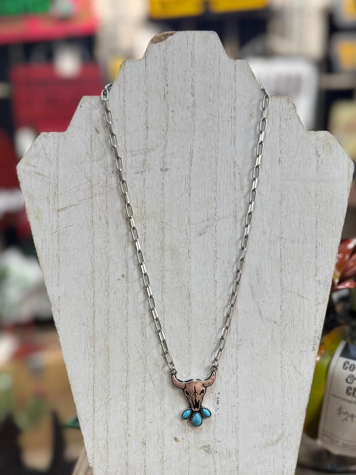 Turquoise Cowskull Necklace - Cowgirls & City Chics