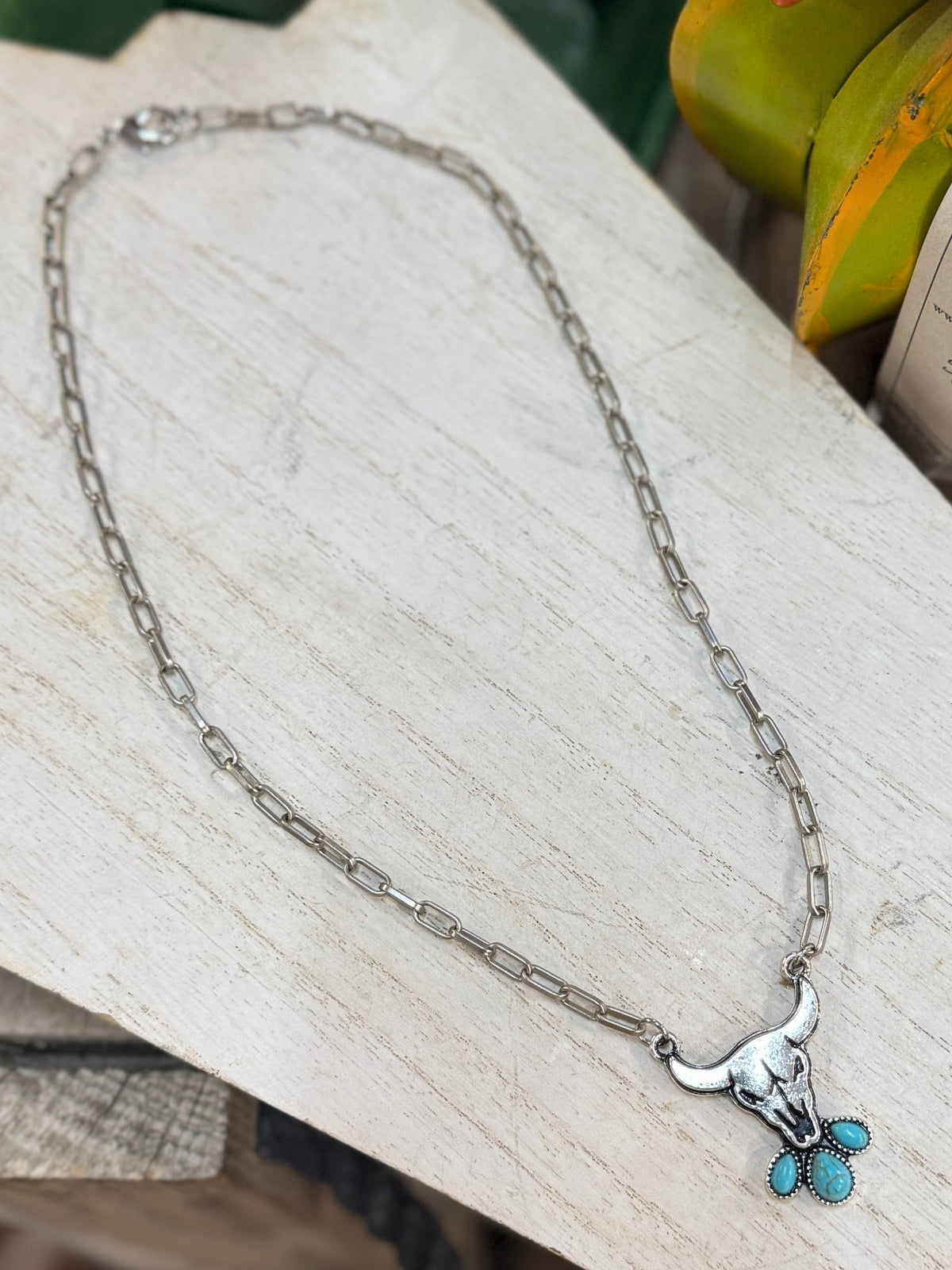 Turquoise Cowskull Necklace - Cowgirls & City Chics