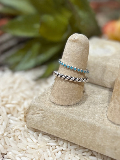 Turquoise Crystal Stacker Band Ring - Cowgirls & City Chics