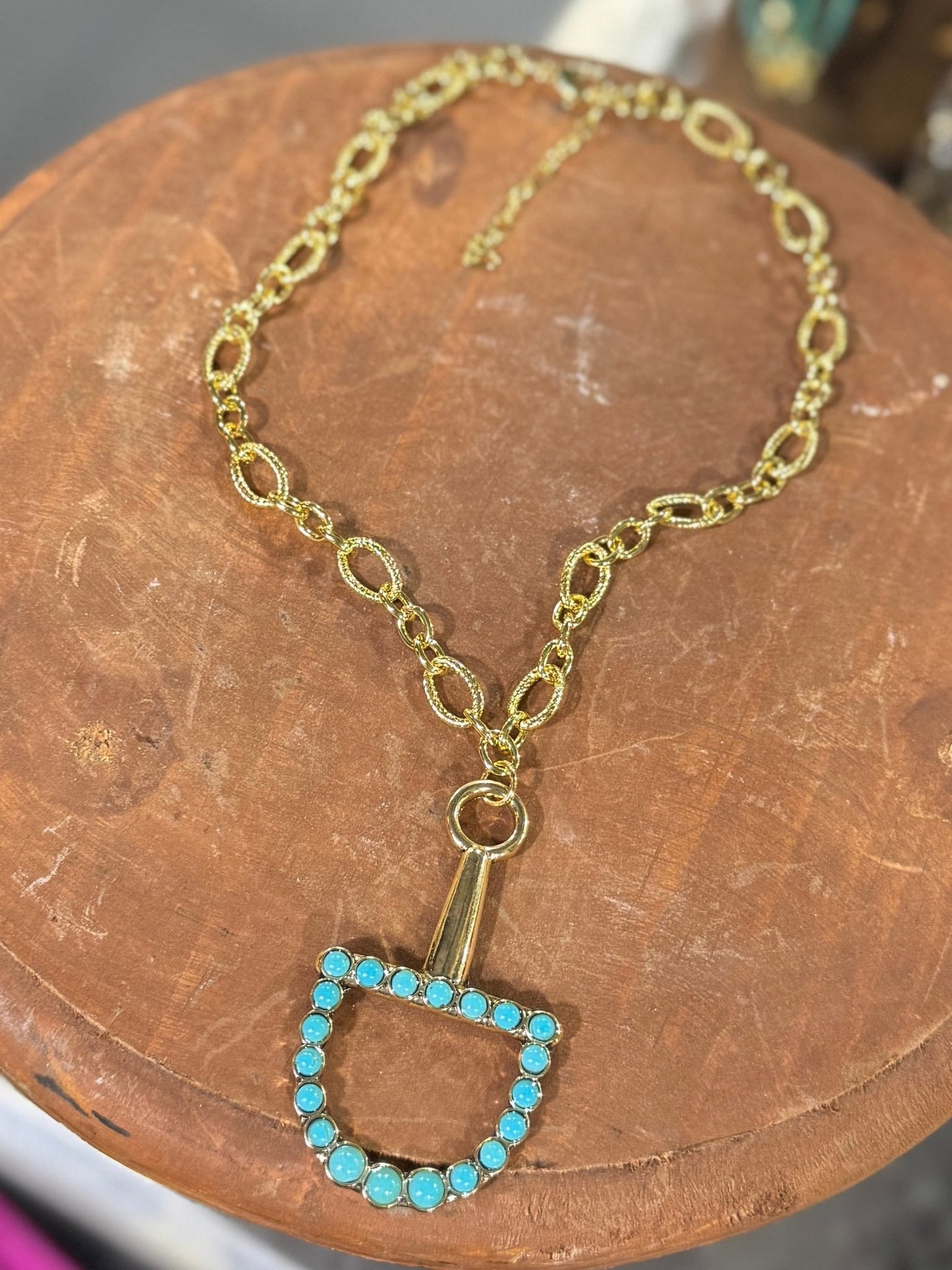 Turquoise & Gold Bit Necklace - Cowgirls & City Chics