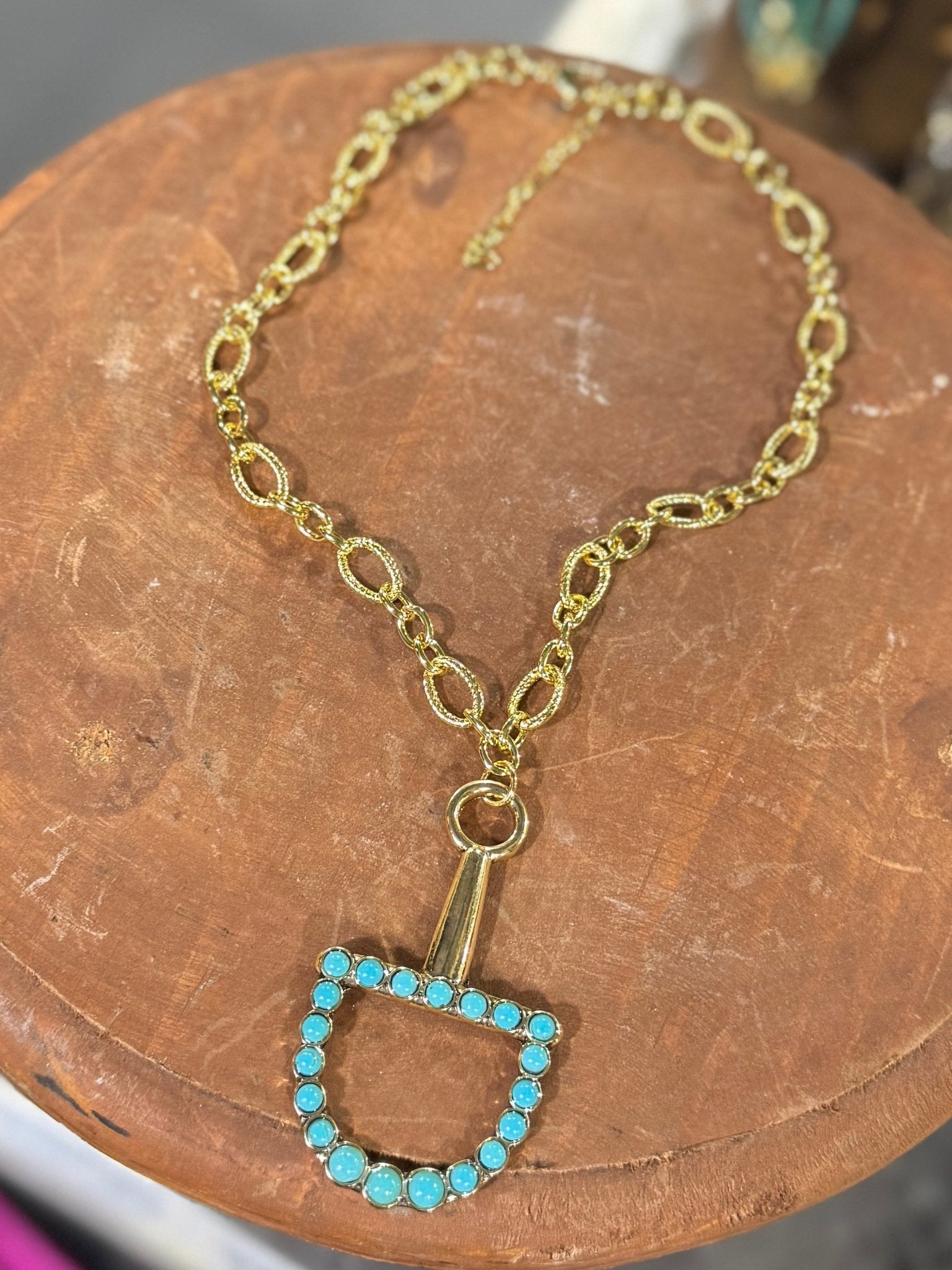 Turquoise & Gold Bit Necklace - Cowgirls & City Chics