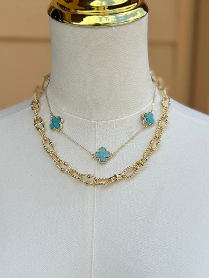 Turquoise Gold {Boujee} Necklace - Cowgirls & City Chics