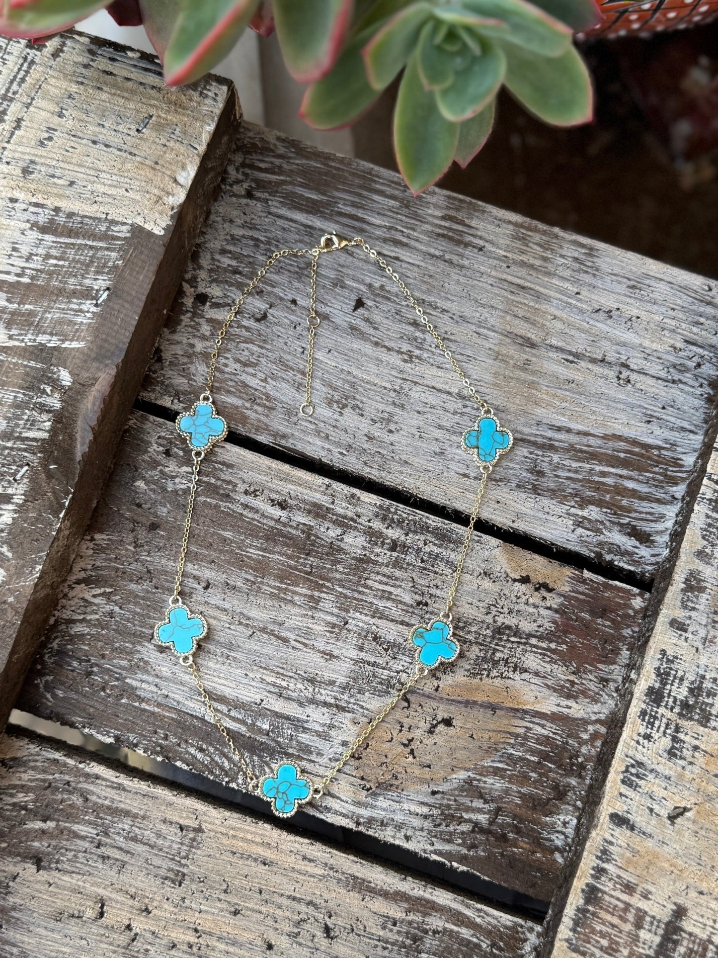Turquoise Gold {Boujee} Necklace - Cowgirls & City Chics