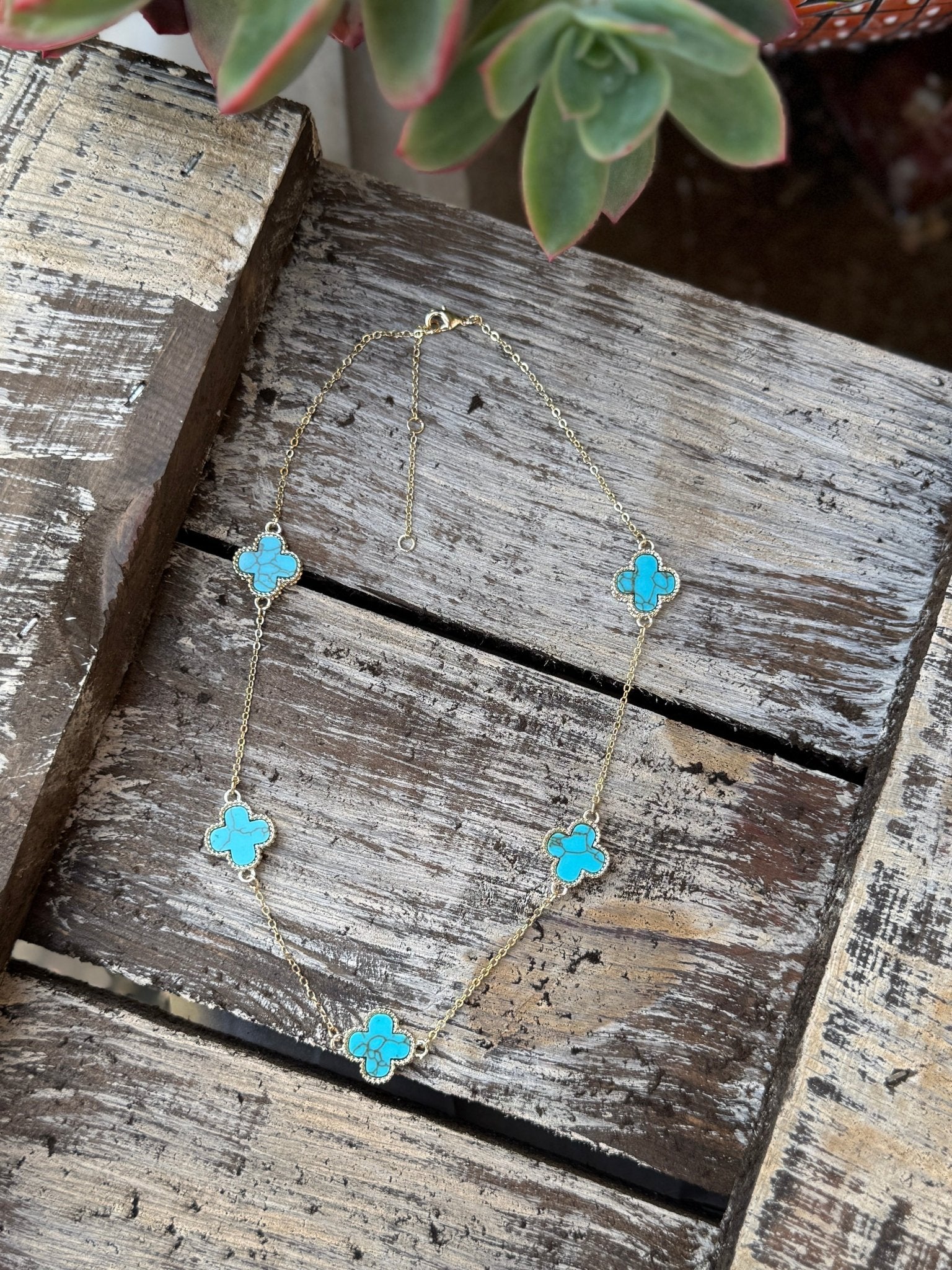 Turquoise Gold {Boujee} Necklace - Cowgirls & City Chics