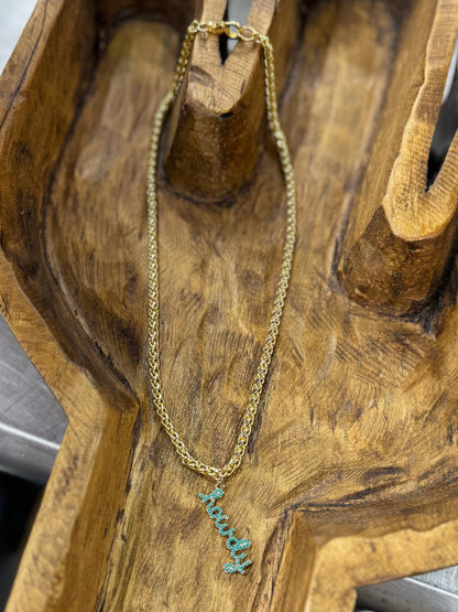 Turquoise & Gold HOWDY Necklace - Cowgirls & City Chics