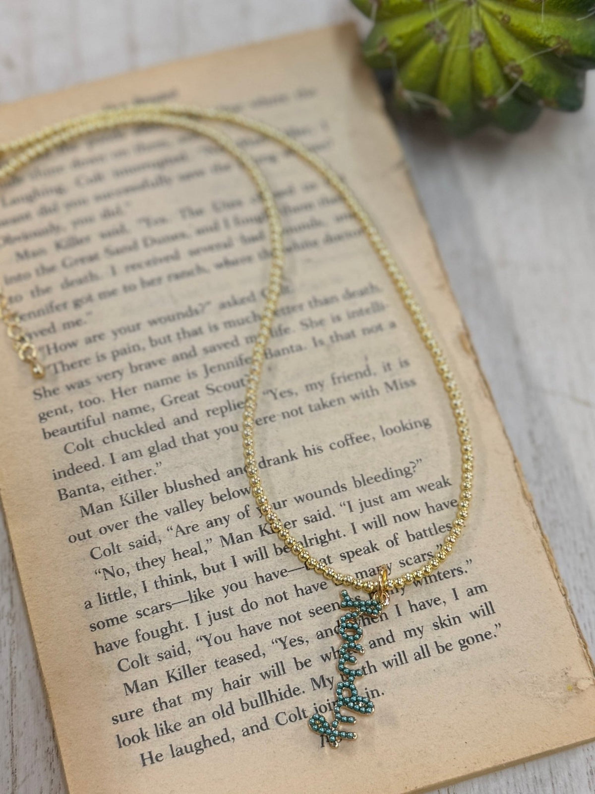 Turquoise & Gold HOWDY Necklace - Cowgirls & City Chics