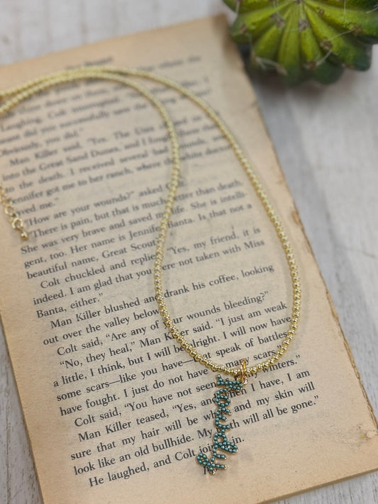 Turquoise & Gold HOWDY Necklace - Cowgirls & City Chics