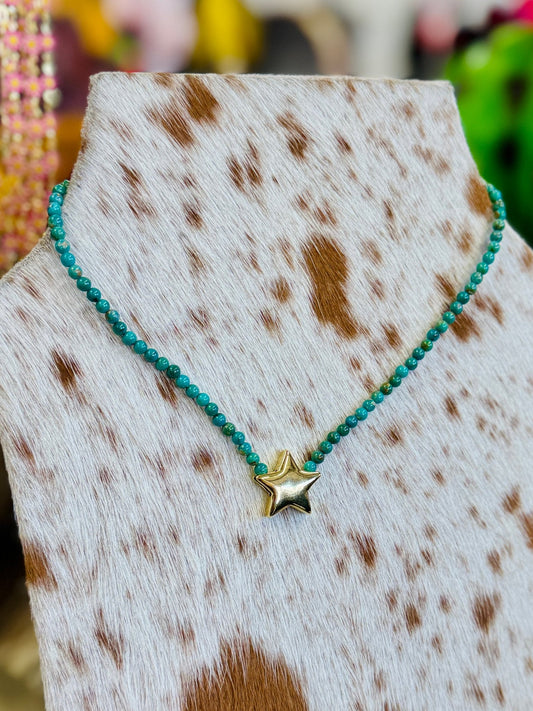 Turquoise & Gold Star Necklace - Cowgirls & City Chics