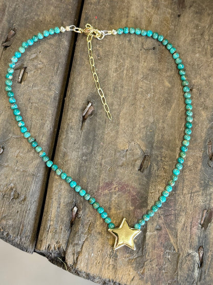 Turquoise & Gold Star Necklace - Cowgirls & City Chics