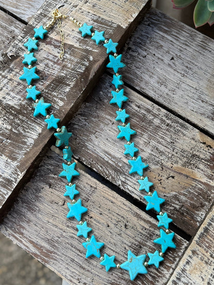 Turquoise & Gold Star Necklace - Cowgirls & City Chics