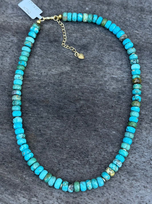 Turquoise & Gold Stone Necklace - Cowgirls & City Chics