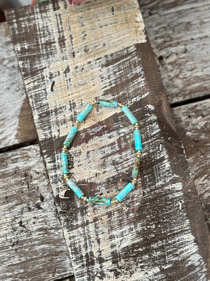 Turquoise & Gold Stretch Bracelets - Cowgirls & City Chics