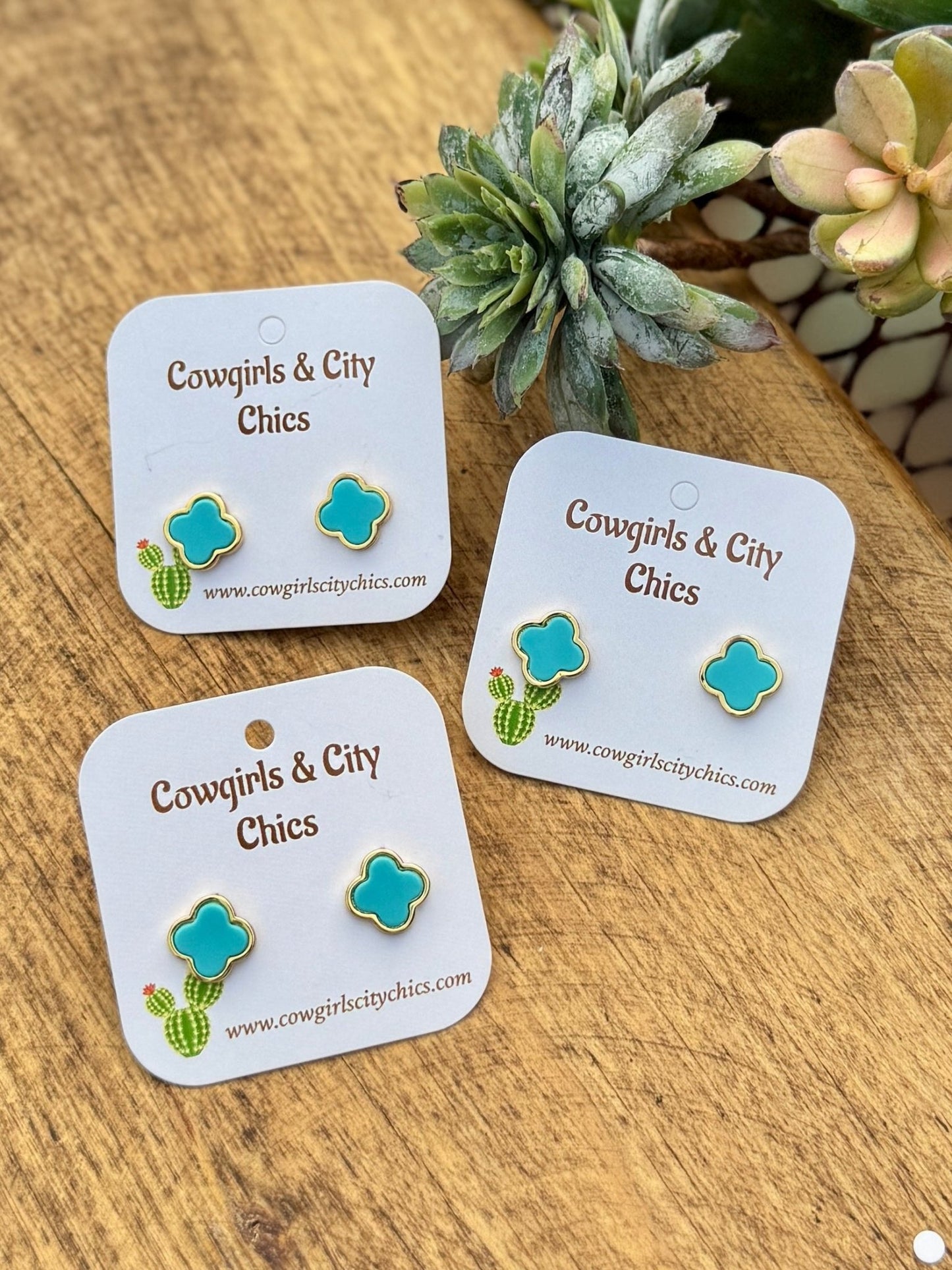 Turquoise & Gold Stud Earring - Cowgirls & City Chics